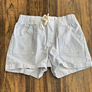 Striped Blue and White Kids Shorts with flowers